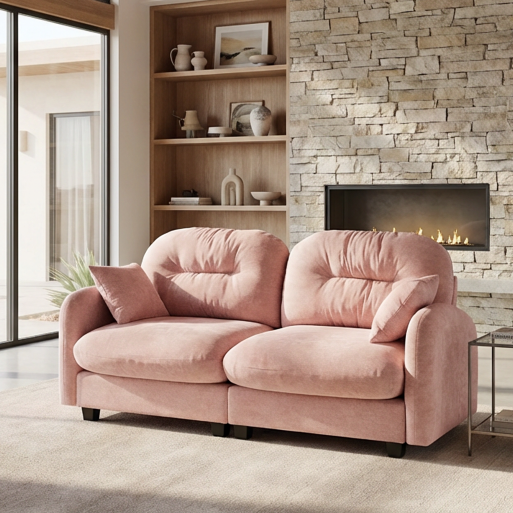 Roselyn 74" Modular Chenille Cloud Loveseat Sofa with Tufted Cushion Backrest