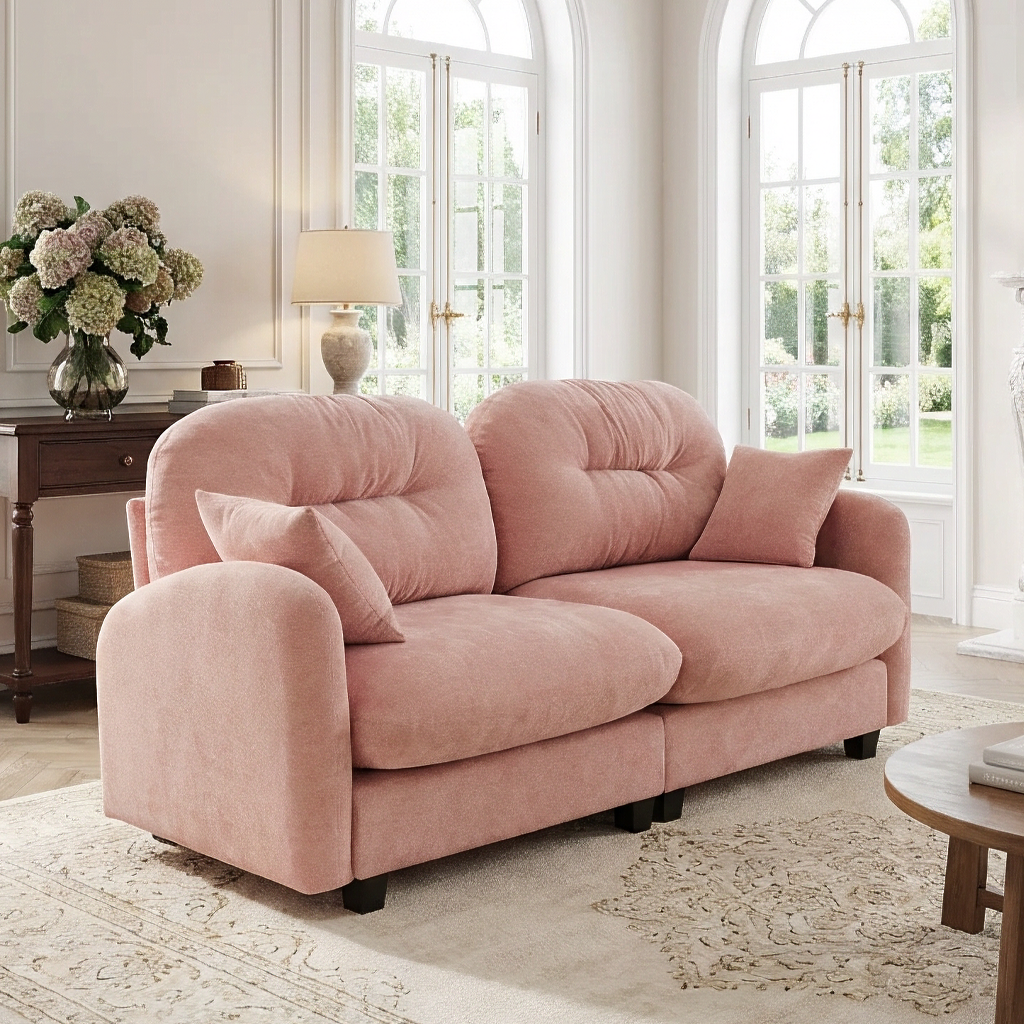 Roselyn 74" Modular Chenille Cloud Loveseat Sofa with Tufted Cushion Backrest