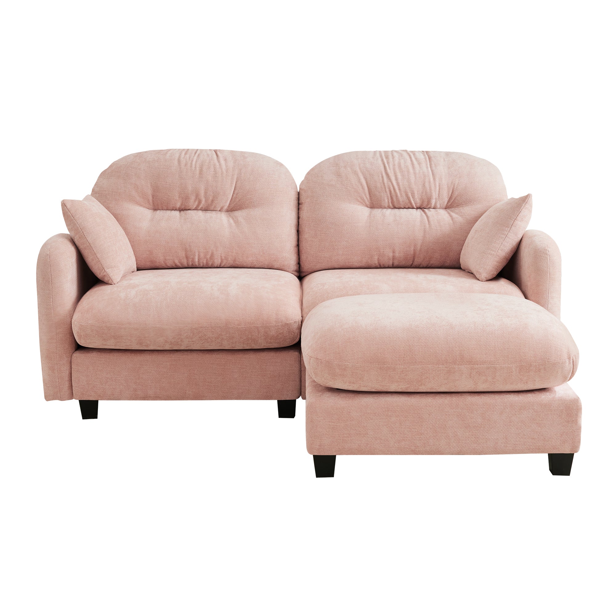 Roselyn 74" Modular Chenille Cloud L-Shaped Sectional Sofa with Ottoman