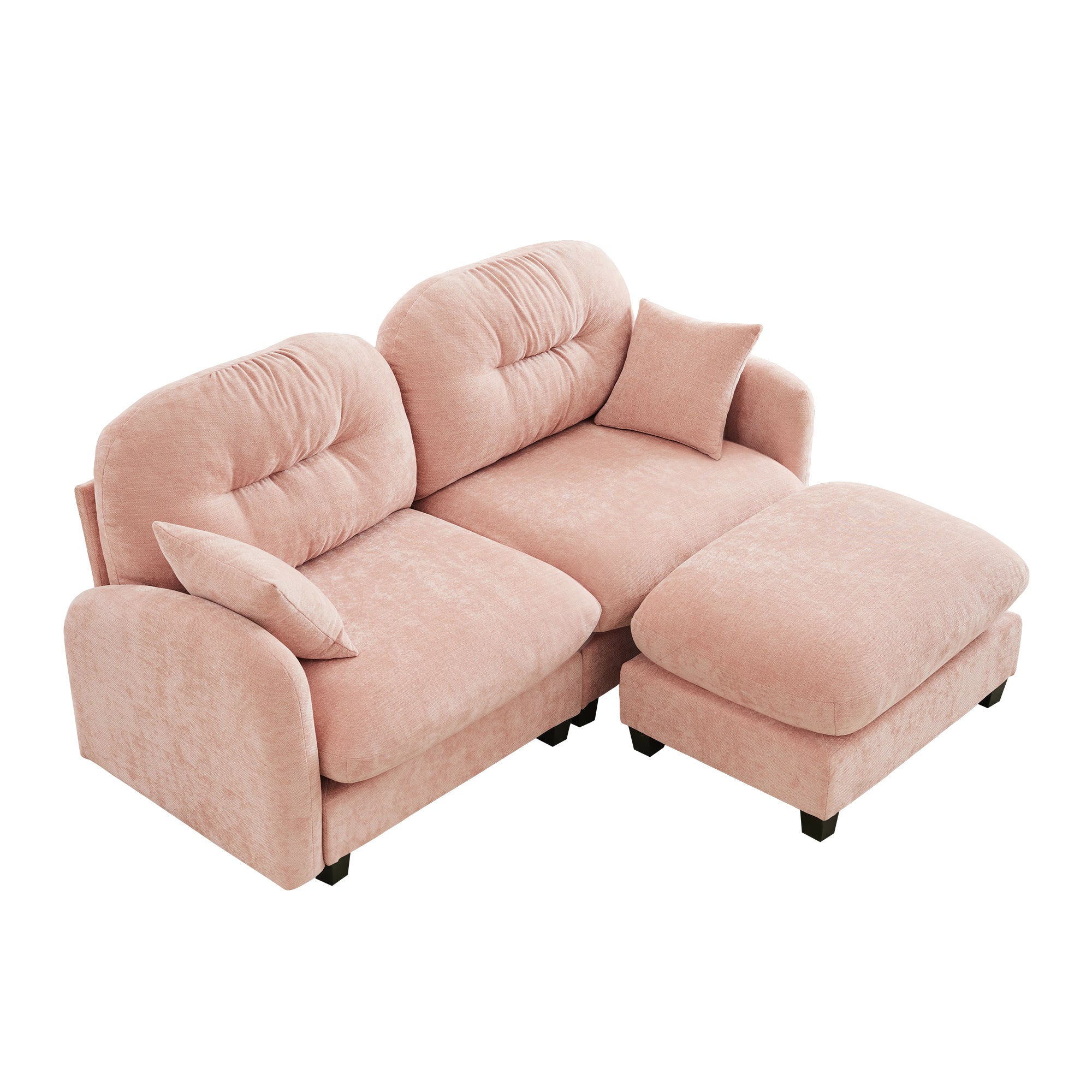 Roselyn 74" Modular Chenille Cloud L-Shaped Sectional Sofa with Ottoman