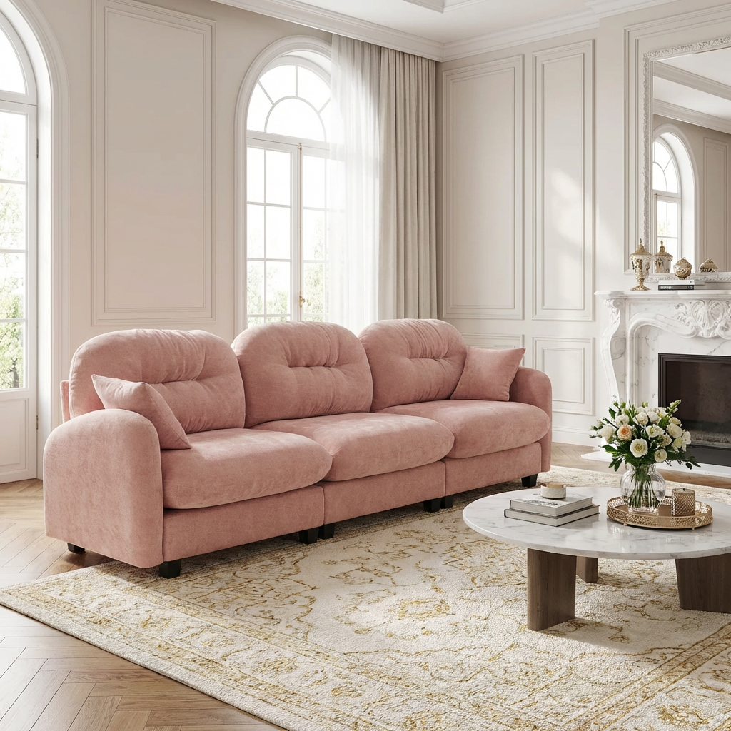 Roselyn 107" Modular Chenille Cloud 3-Seater Sofa with Elegant Armrests