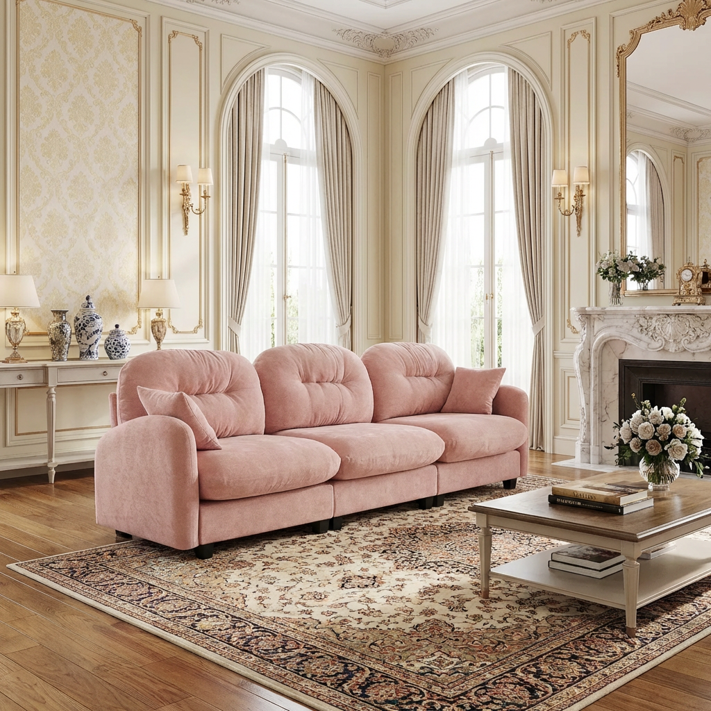 Roselyn 107" Modular Chenille Cloud 3-Seater Sofa with Elegant Armrests