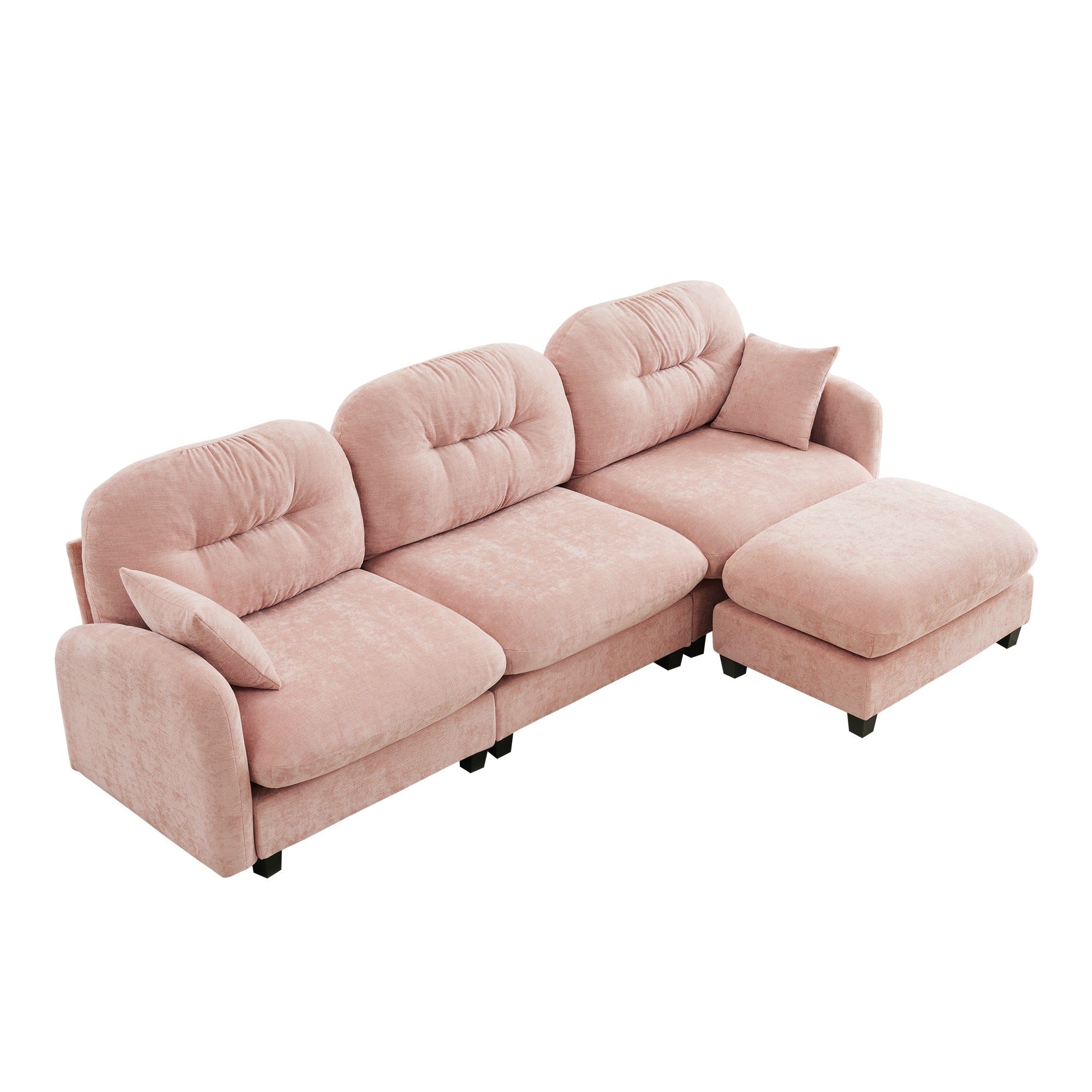 Roselyn 107" Modular Chenille Cloud L-Shaped Sectional Sofa with Ottoman