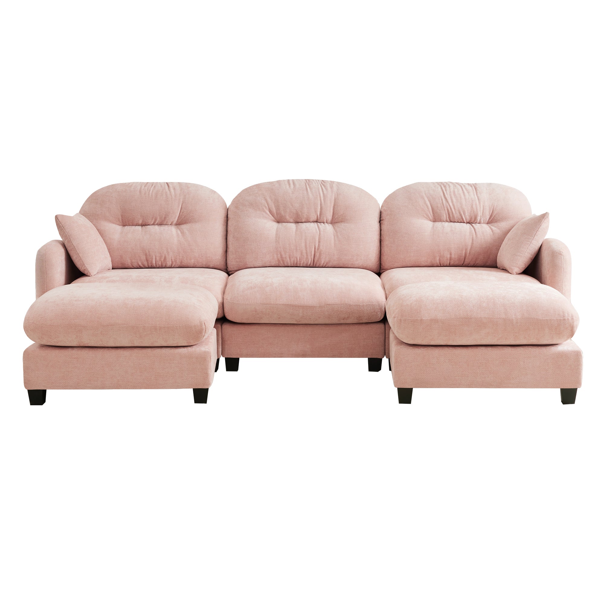 Roselyn 107" Chenille U-Shaped Sectional Sofa with 2 Ottomans and Tufted Backrest