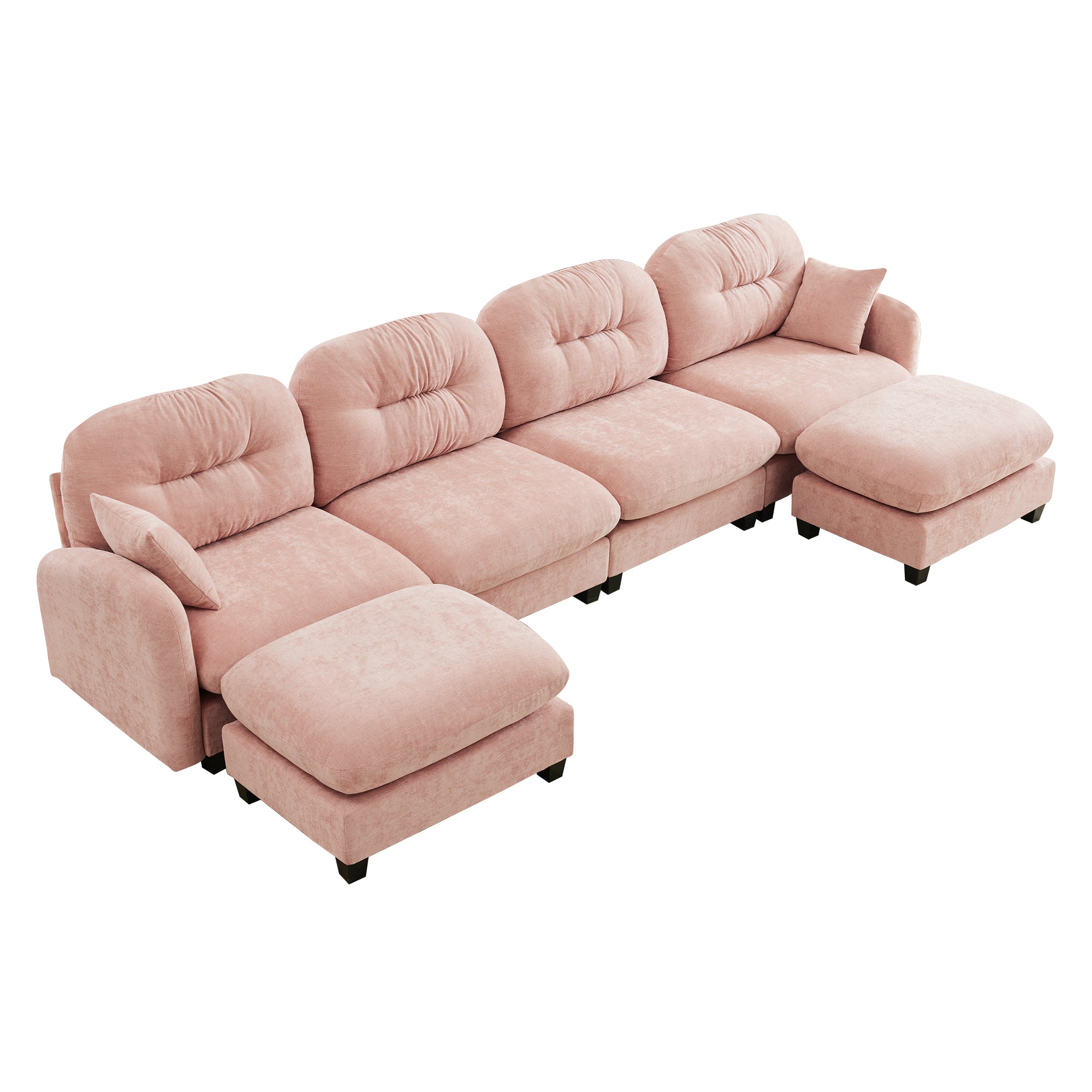 Roselyn 140" Modular Chenille U-Shaped Sectional Sofa with Ottoman and Tufted Cushion Backrest