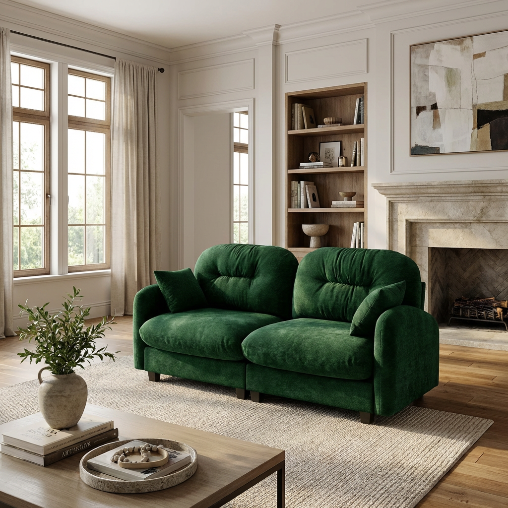 Roselyn 74" Modular Chenille Cloud Loveseat Sofa with Tufted Cushion Backrest