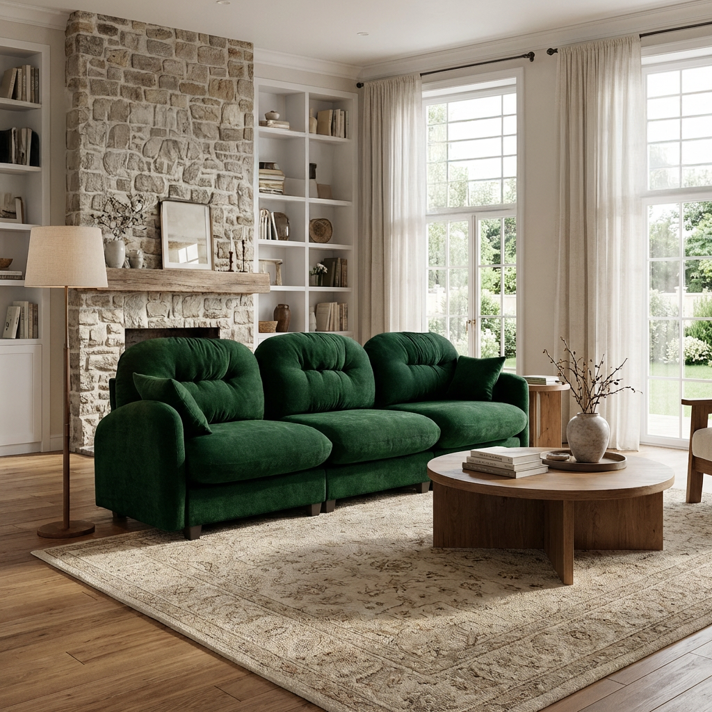 Roselyn 107" Modular Chenille Cloud 3-Seater Sofa with Elegant Armrests