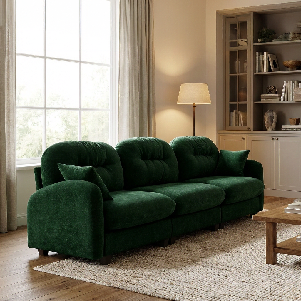 Roselyn 107" Modular Chenille Cloud 3-Seater Sofa with Elegant Armrests