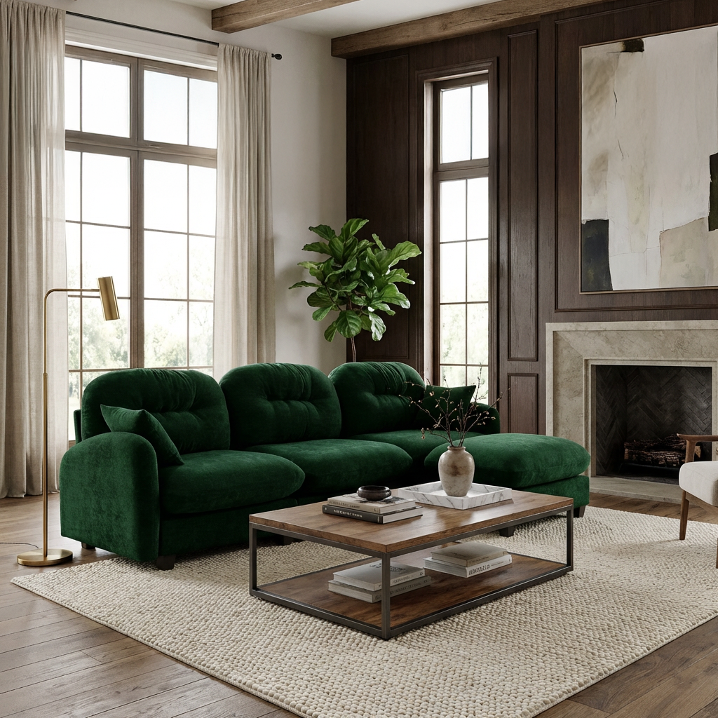 Roselyn 107" Modular Chenille Cloud L-Shaped Sectional Sofa with Ottoman