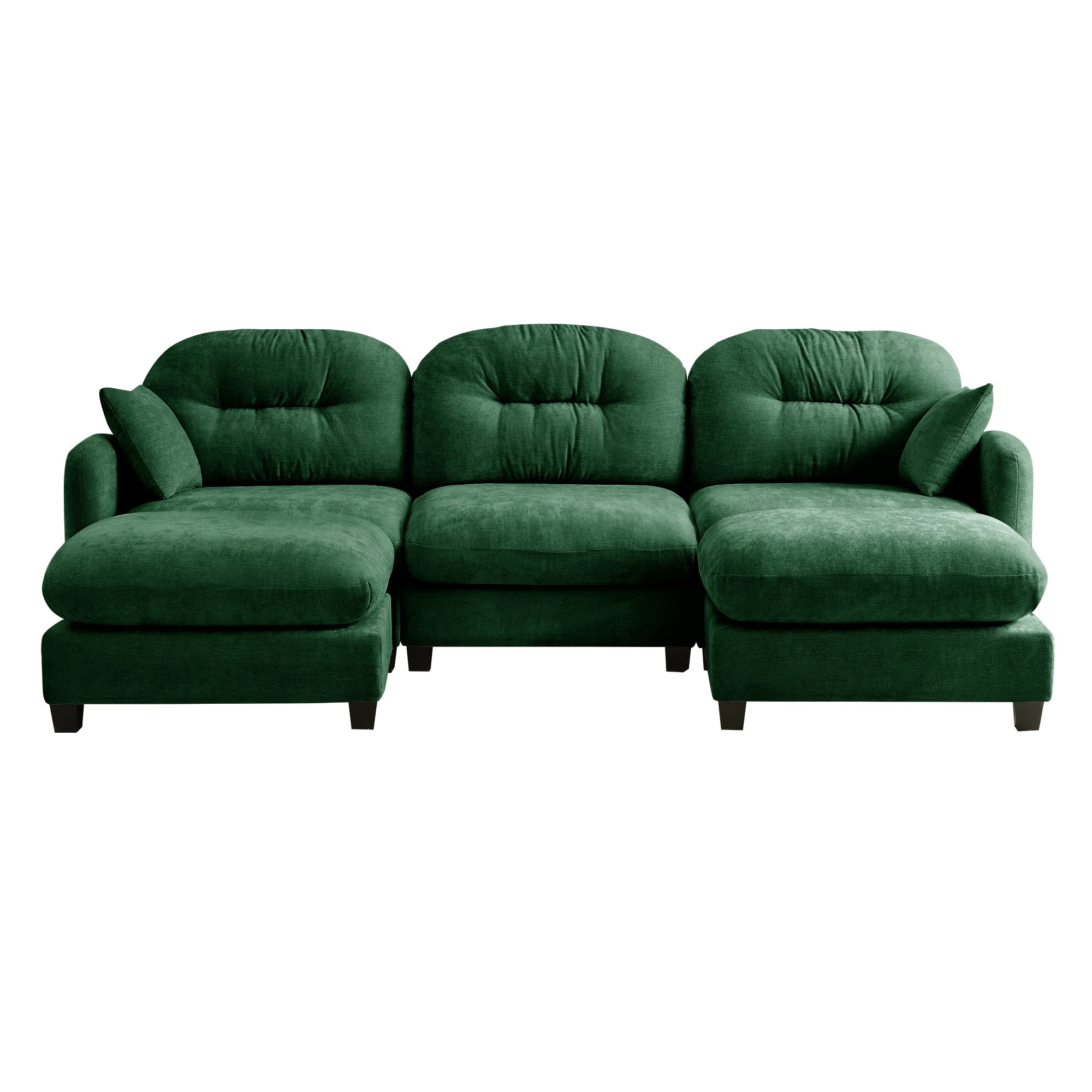 Roselyn 107" Chenille U-Shaped Sectional Sofa with 2 Ottomans and Tufted Backrest