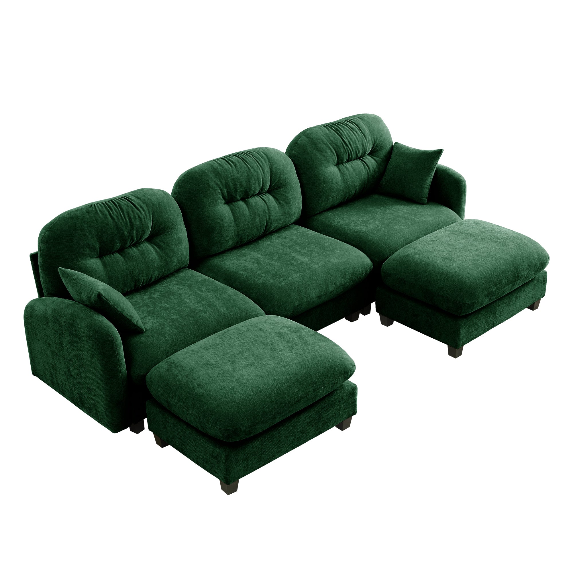Roselyn 107" Chenille U-Shaped Sectional Sofa with 2 Ottomans and Tufted Backrest