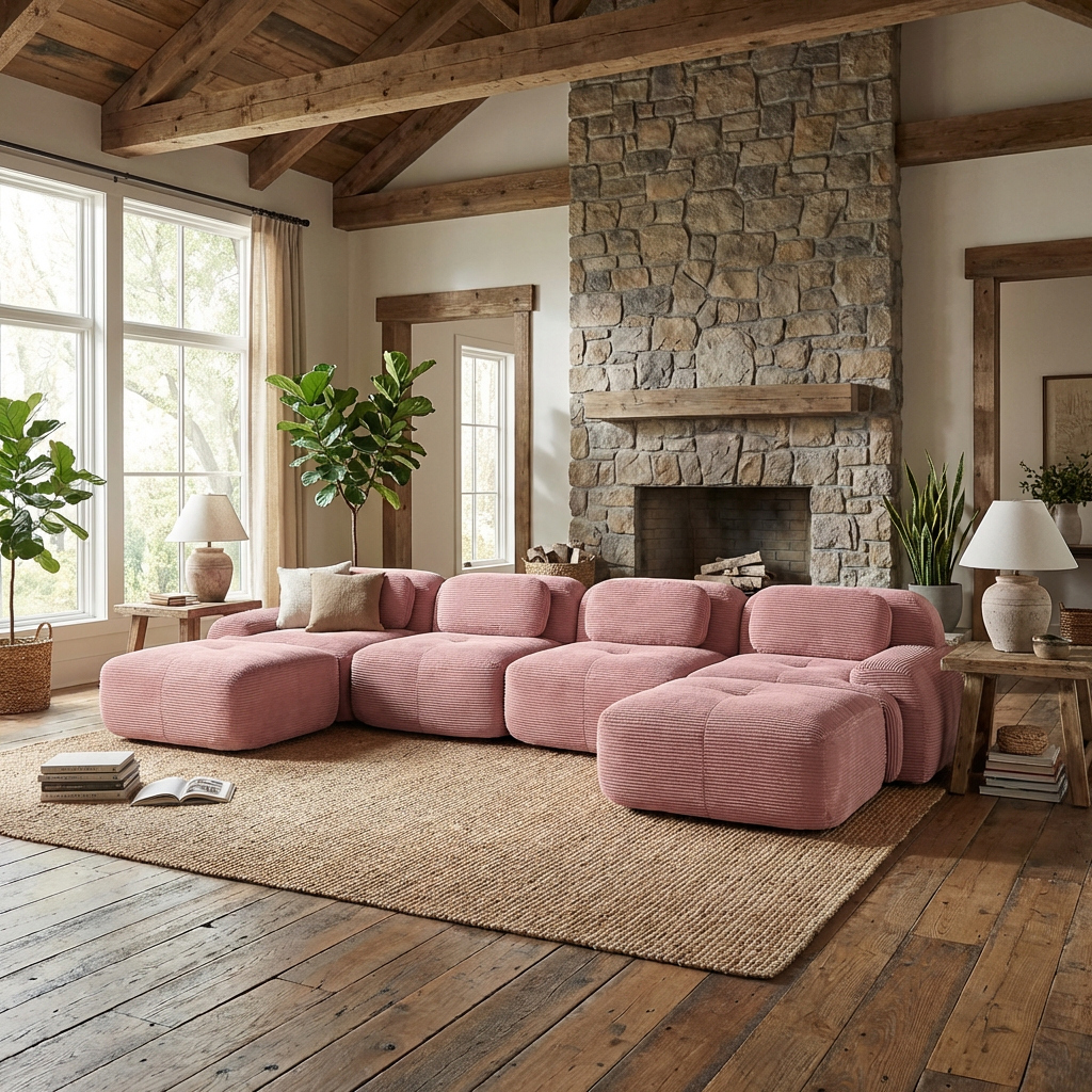 Anchorage 152" Modular Corduroy U-Shaped Sectional Sofa with Extra-Wide Armrests