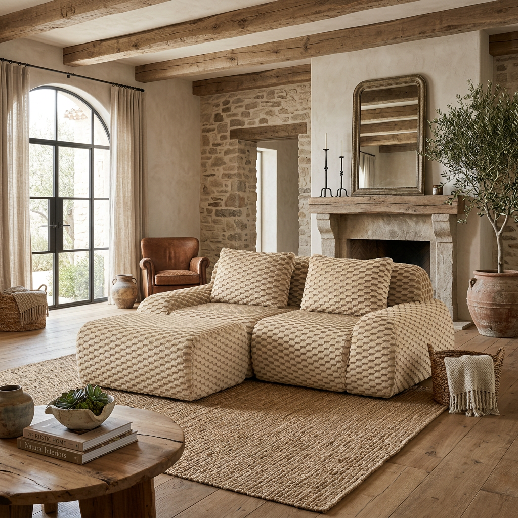 Olathe 82" Modular Flannelette Fabric L-Shaped Sectional Sofa with Movable Ottoman