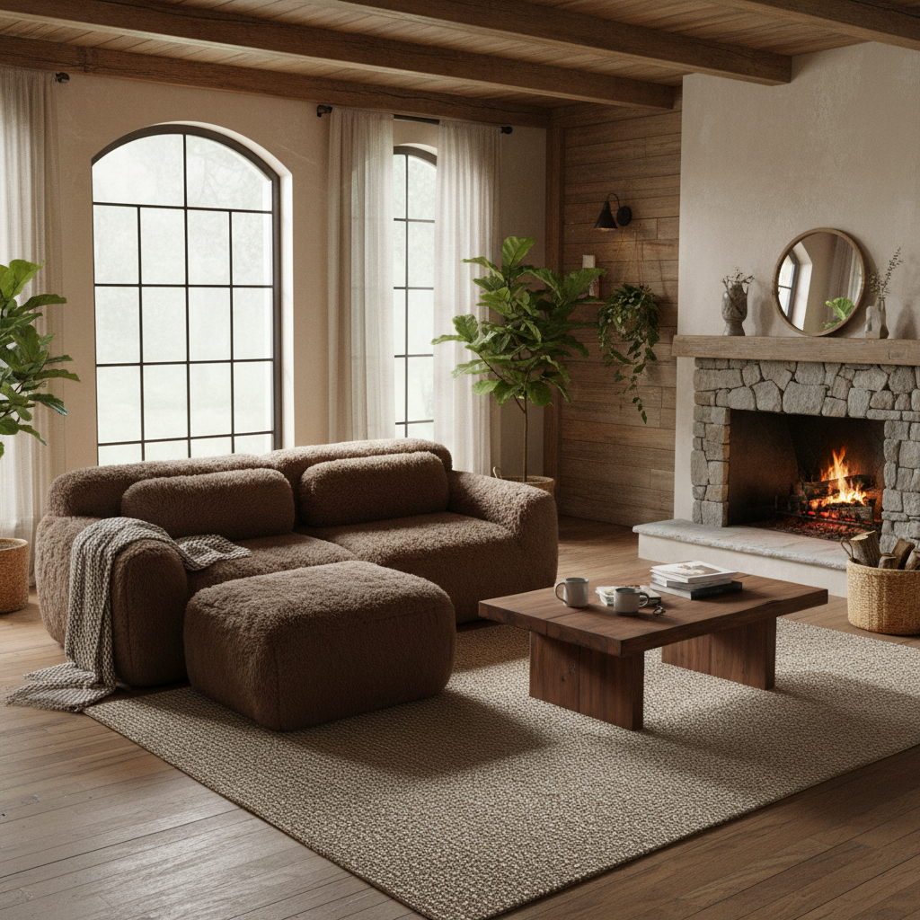 Durham 80" Modular Plush Cloud L-Shaped Loverseat Sofa with Ottoman