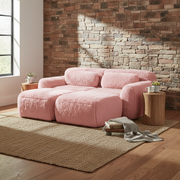 Durham 80" Modular Plush Cloud Loveseat with 2 Ottomans