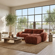 Aven 80" Modular Velvet Cloud L-Shaped Sectional Sofa with Ottoman and Curved Armrests