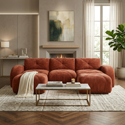 Aven 111" Modular Velvet Cloud U-Shaped Sectional Sofa with Ottomans and Curved Armrests