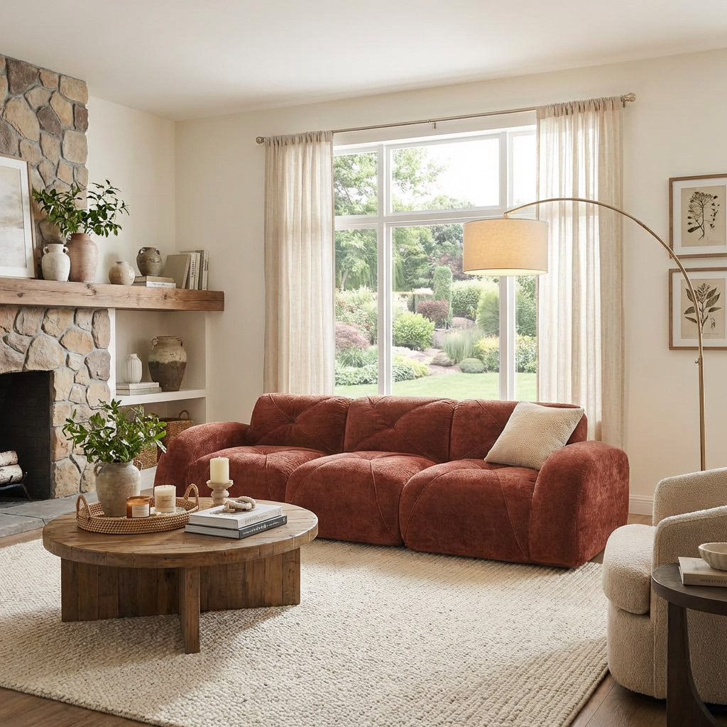 Aven 110" Modular Velvet Cloud 3-Seater Sofa with Curved Armrests