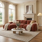Aven 111" Modular Velvet Cloud L-Shaped Sectional Sofa with Movable Ottoman