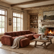 Aven 141" Modular Velvet Cloud U-Shaped Sectional Sofa with Ottomans and Curved Armrests