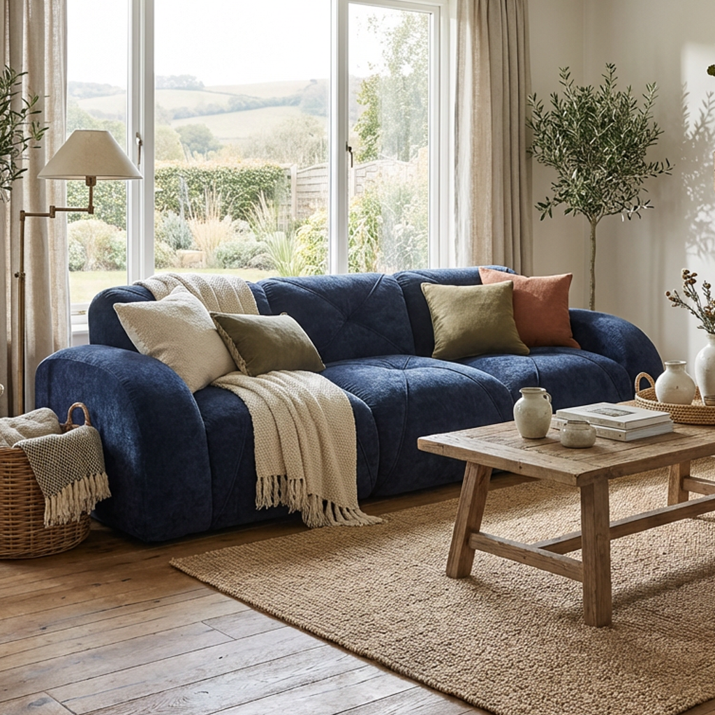 Aven 110" Modular Velvet Cloud 3-Seater Sofa with Curved Armrests