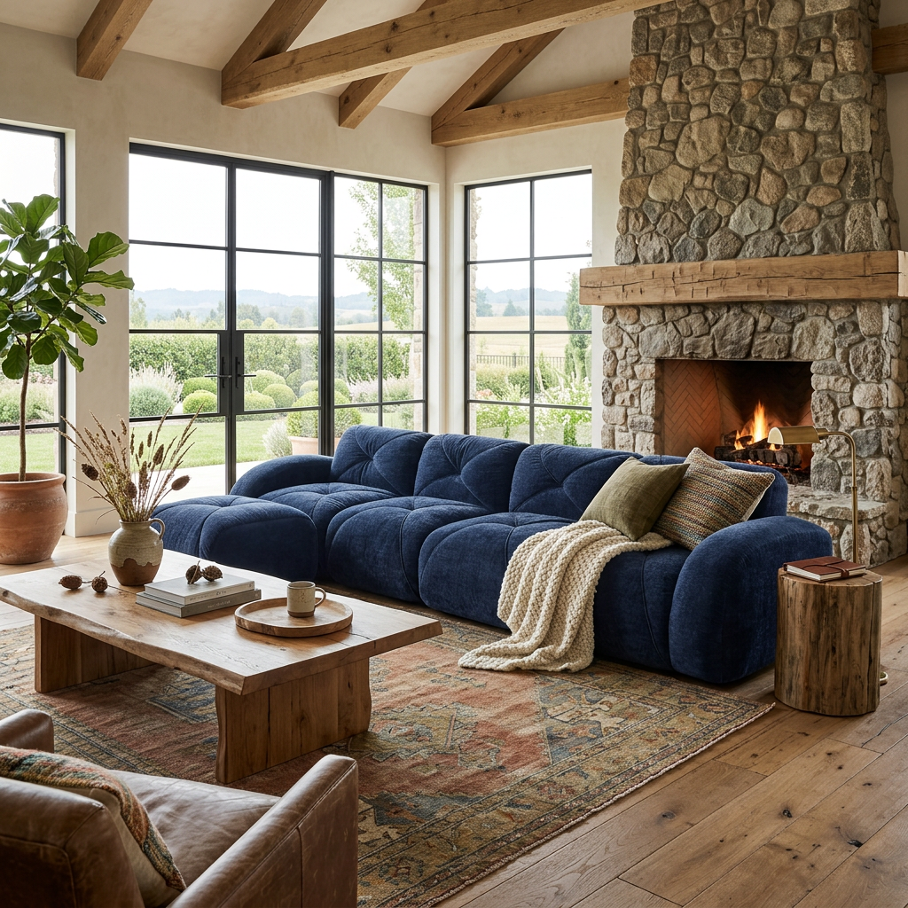 Aven 141" Modular Velvet Cloud L-Shaped Sectional Sofa with Ottoman and Curved Armrests