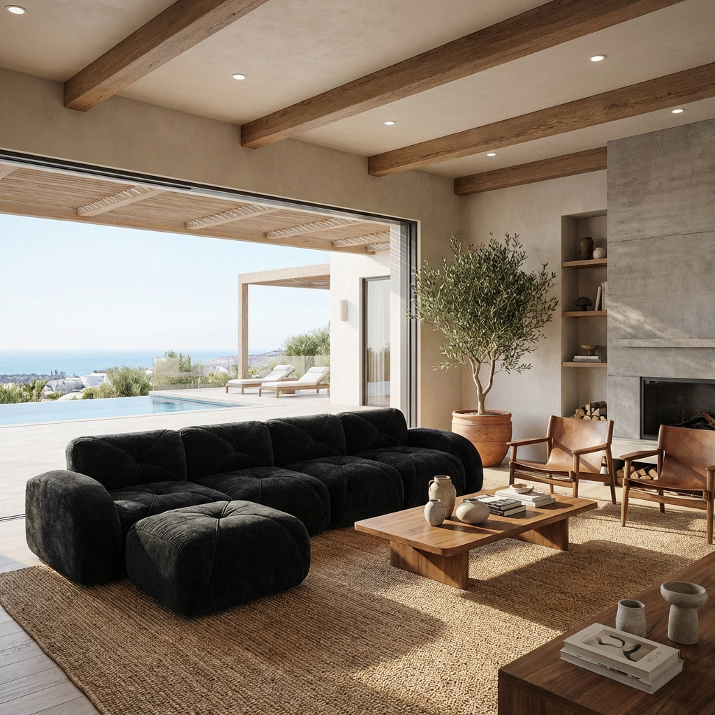 Aven 141" Modular Velvet Cloud L-Shaped Sectional Sofa with Ottoman and Curved Armrests