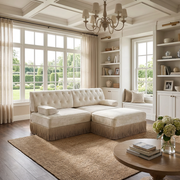 Austin 77" Tufted Velvet Modular L-Shaped Sectional Sofa with Ottoman