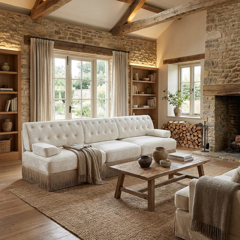 Austin Modern Velvet 3-Seater Sofa with Fringe Skirt Base