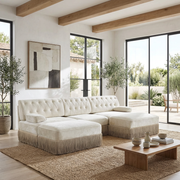 Austin 106" Tufted Velvet Modular 3-Seater U-Shaped Sectional Sofa with 2 Ottomans