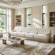 Austin 136" Tufted Velvet 4-Seater Modular Sofa with Fringe Skirt Base