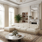 Austin 136" Tufted Velvet 4-Seater Modular Sectional Sofa with Ottoman