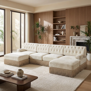 Austin 136" Tufted Velvet 4-Seater Modular U-Shaped Sectional Sofa with 2 Ottomans