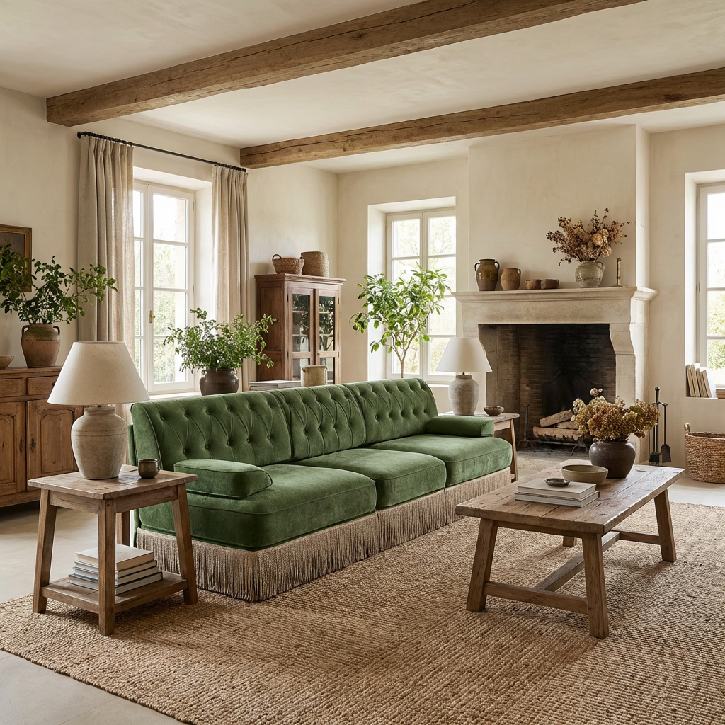 Austin Modern Velvet 3-Seater Sofa with Fringe Skirt Base