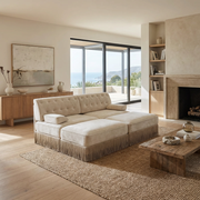Austin 77" 4 Pieces Tufted Velvet Modular Sofa with 2 Ottomans