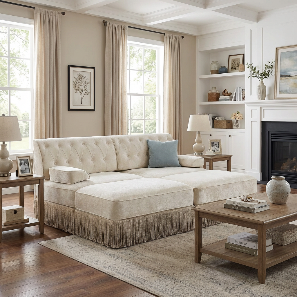 Austin 77" 4 Pieces Tufted Velvet Modular Sofa with 2 Ottomans