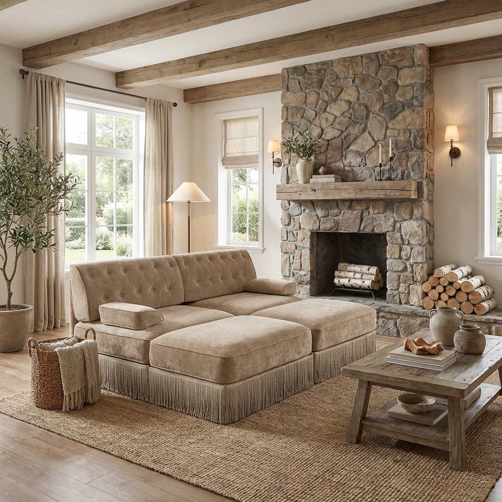 Austin 77" 4 Pieces Tufted Velvet Modular Sofa with 2 Ottomans