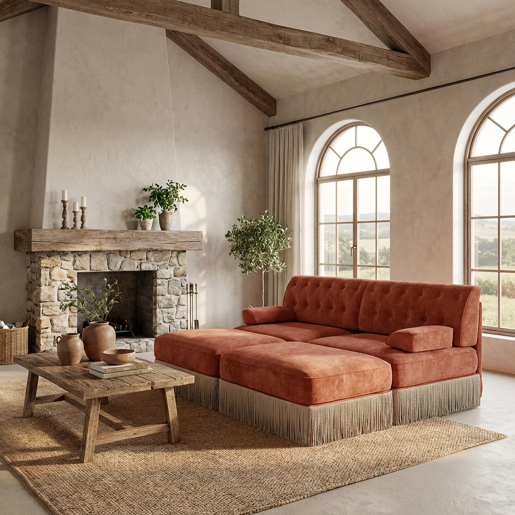 Austin 77" 4 Pieces Tufted Velvet Modular Sofa with 2 Ottomans