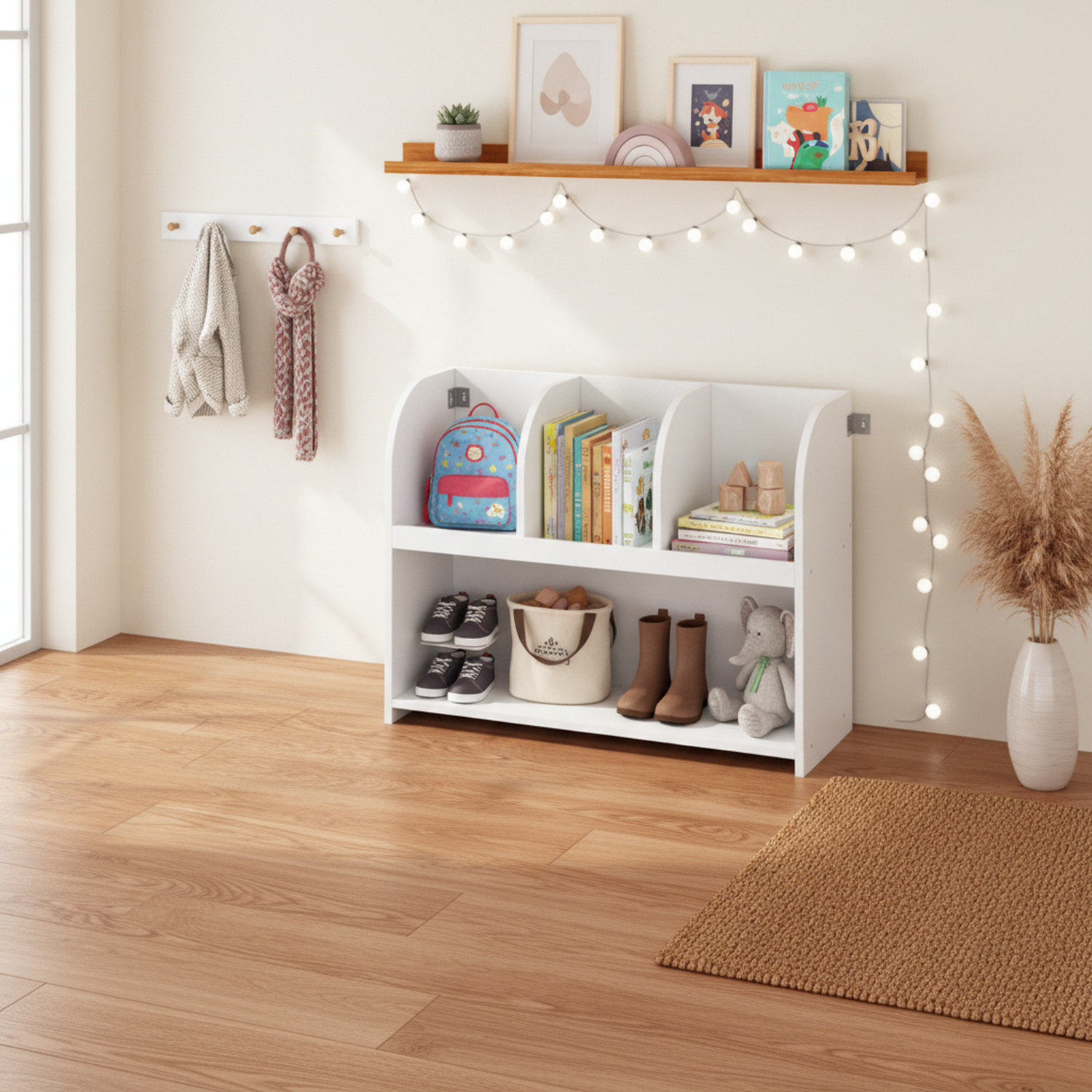 Nookie Modern Wood 4-Compartment Bookcase, White