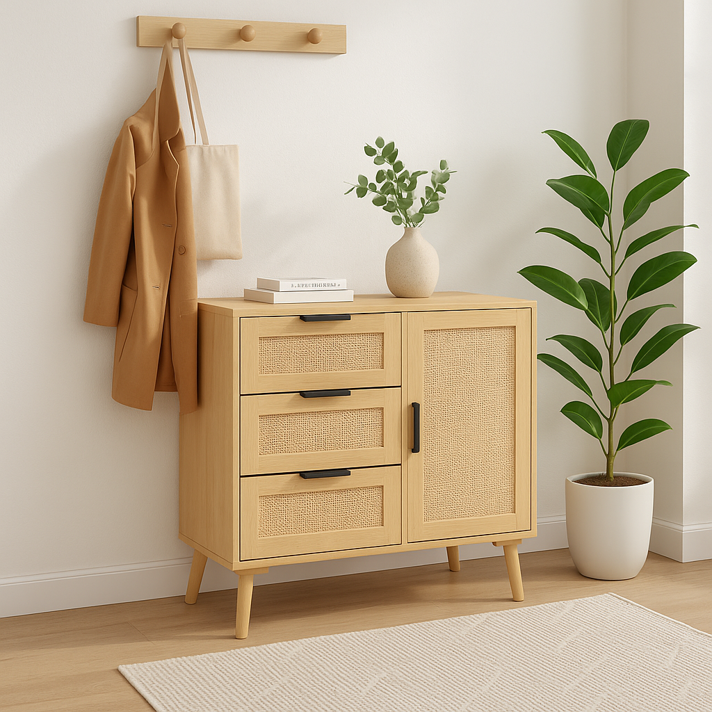 Terra Rattan Buffet Accent Storage Cabinet, Natural