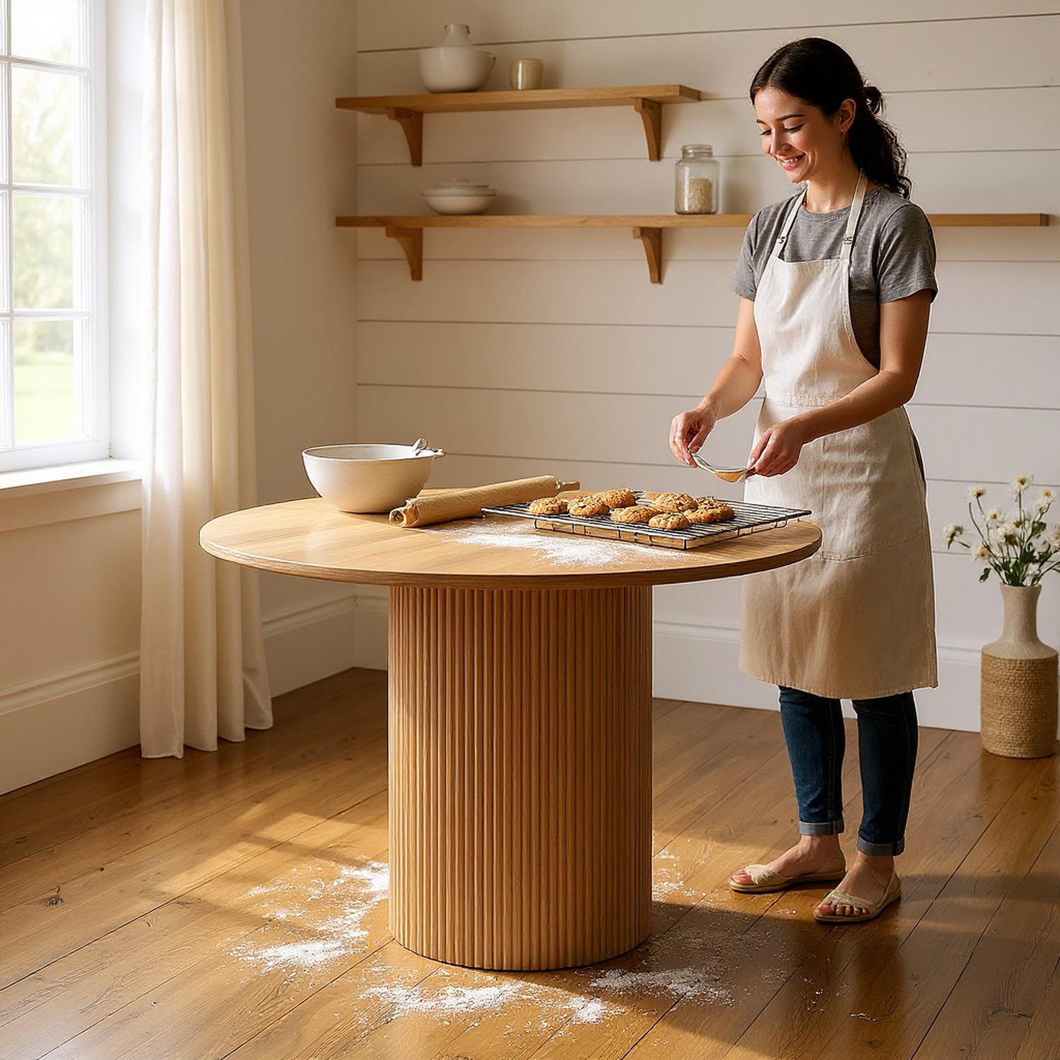 Lucerne 47" Wood Round Dining Table