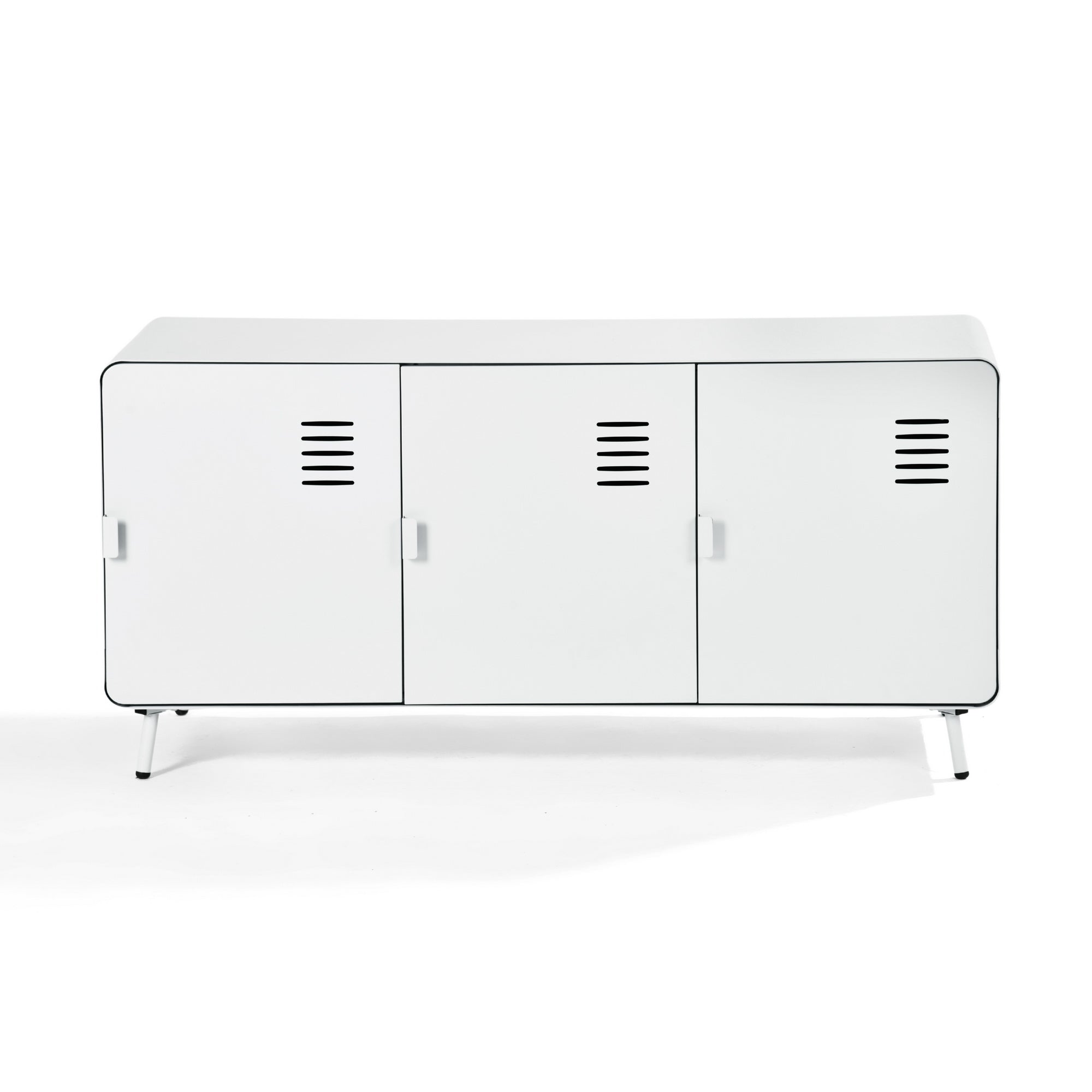 Homy Casa Walnut 47" Morandi Blue Metal Storage Locker with Rounded Edges