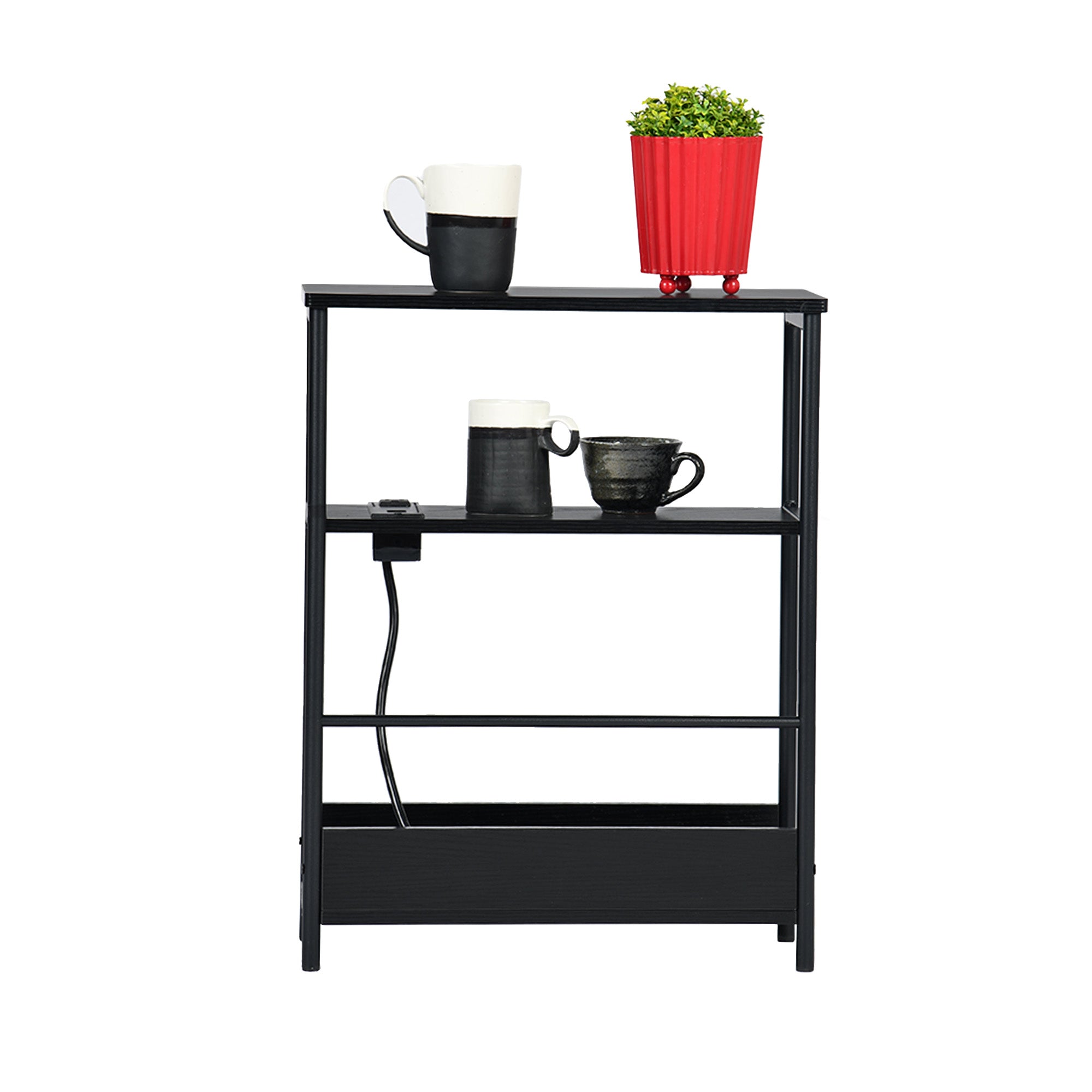 Homy Casa WANDA US Side Table "17.72 x 7.09 x 22.83 in" with Built-in Power Outlets and USB for Living Room, Bedroom, Office