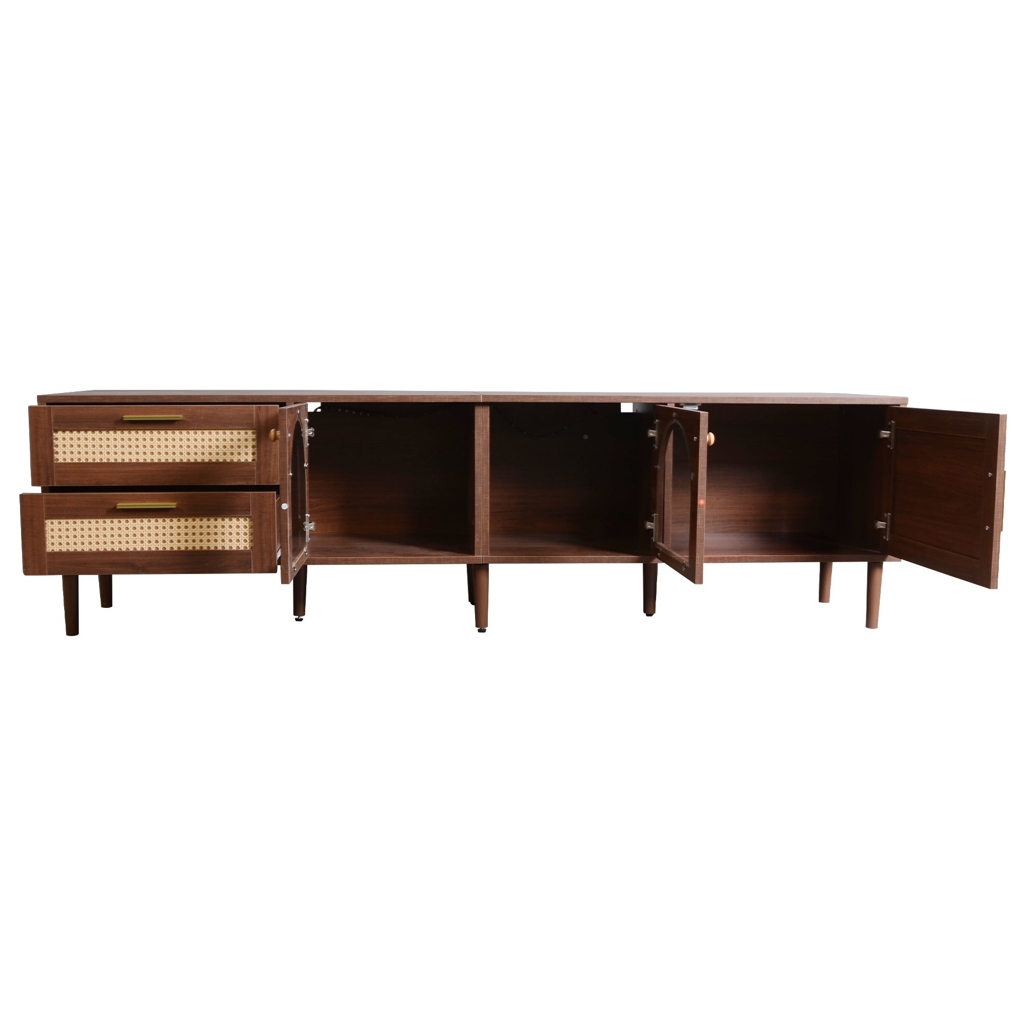Calmera Rattan Media Console with Drawers and LED Light