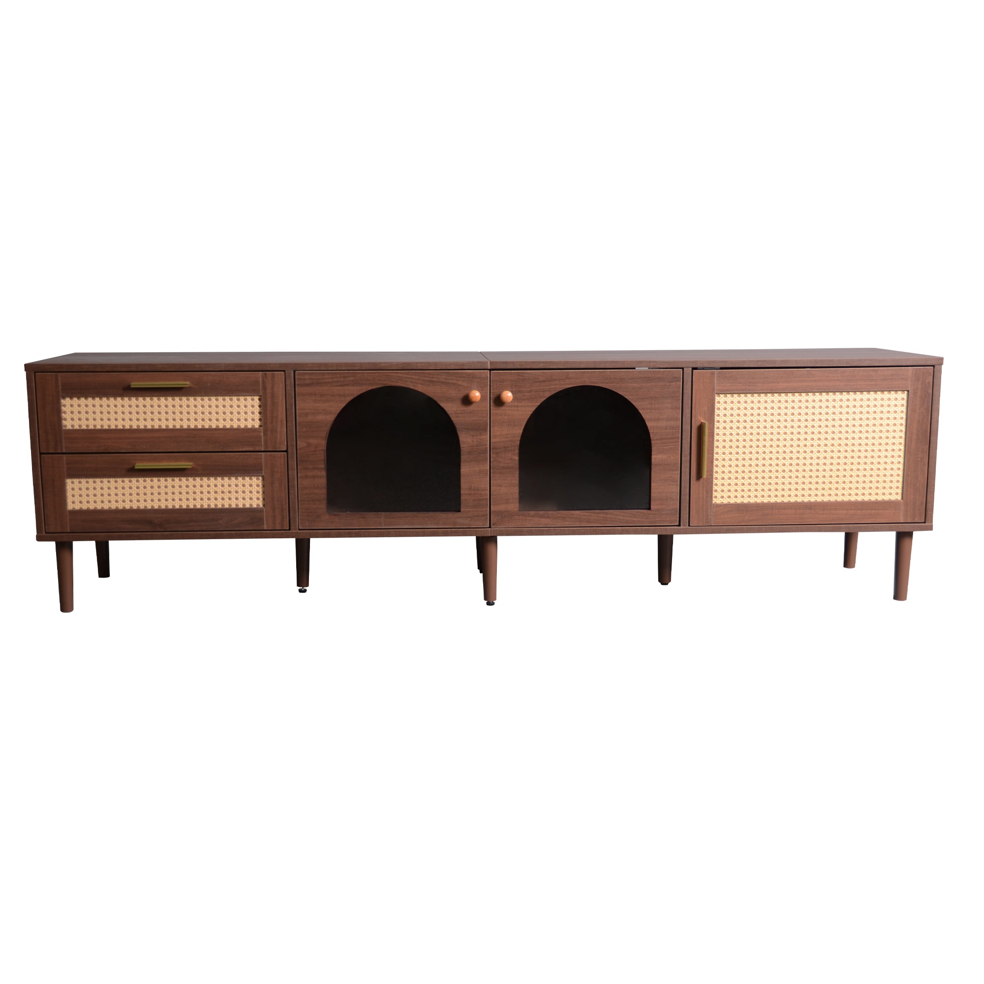 Calmera Rattan Media Console with Drawers and LED Light