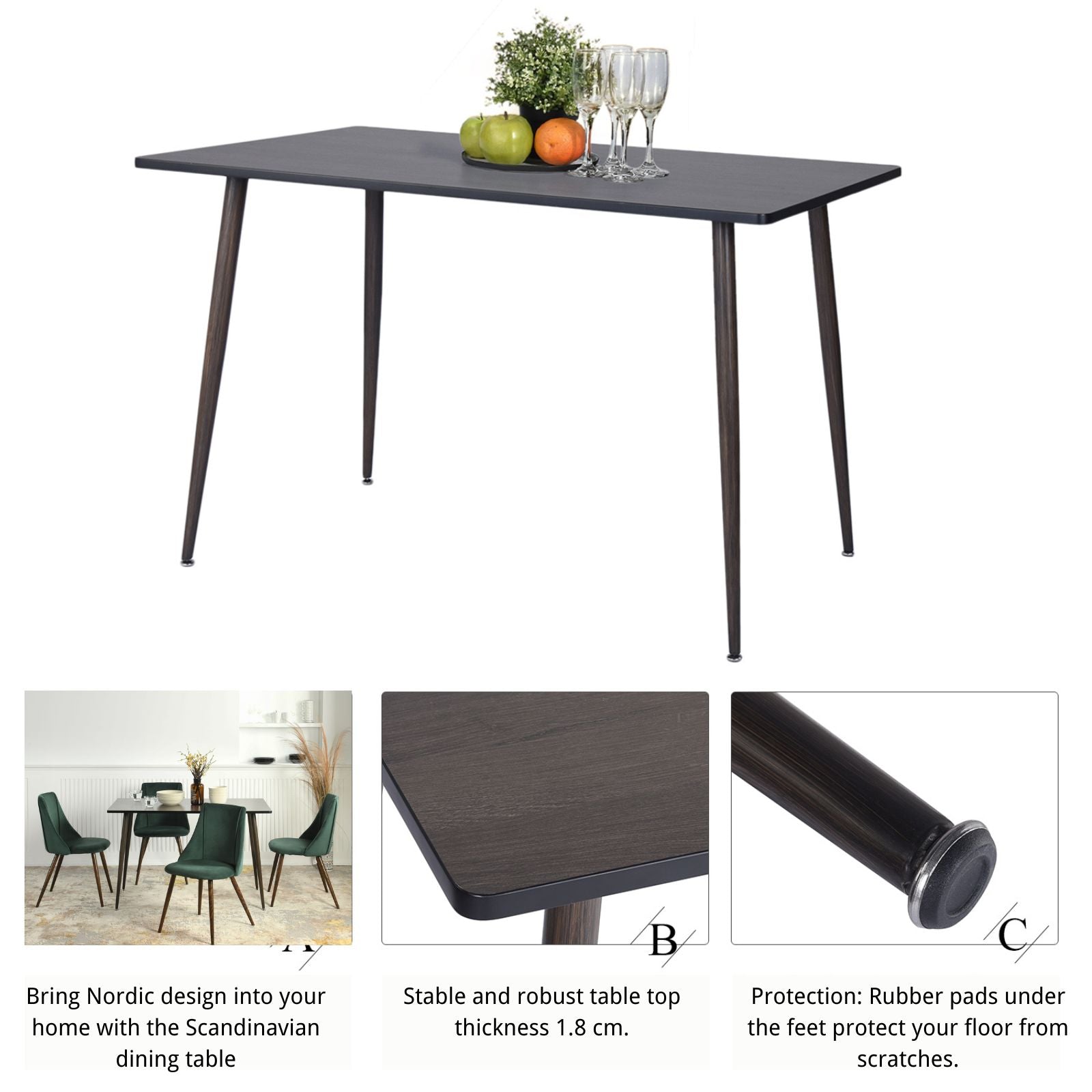 Homy Casa WHALEN 47.2"  Dark Brown Dining Table for Workspace and Home Open Box