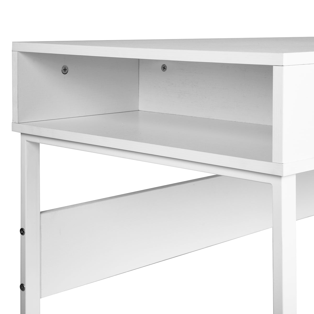 Homy Casa WIRE Modern Writing Desk with Storage Shelves, 43" White Computer Desk, Open Box