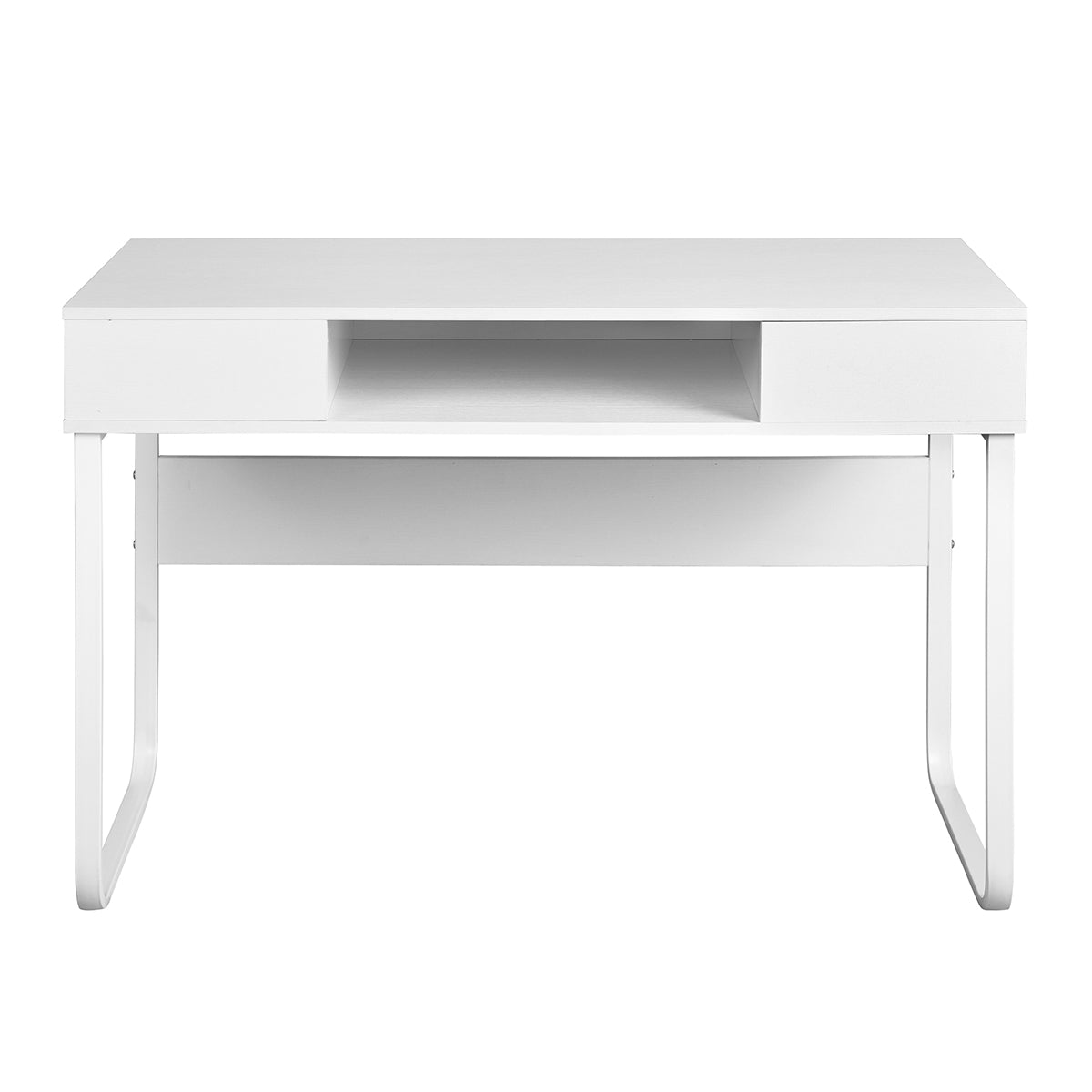 Homy Casa WIRE Modern Writing Desk with Storage Shelves, 43" White Computer Desk, Open Box
