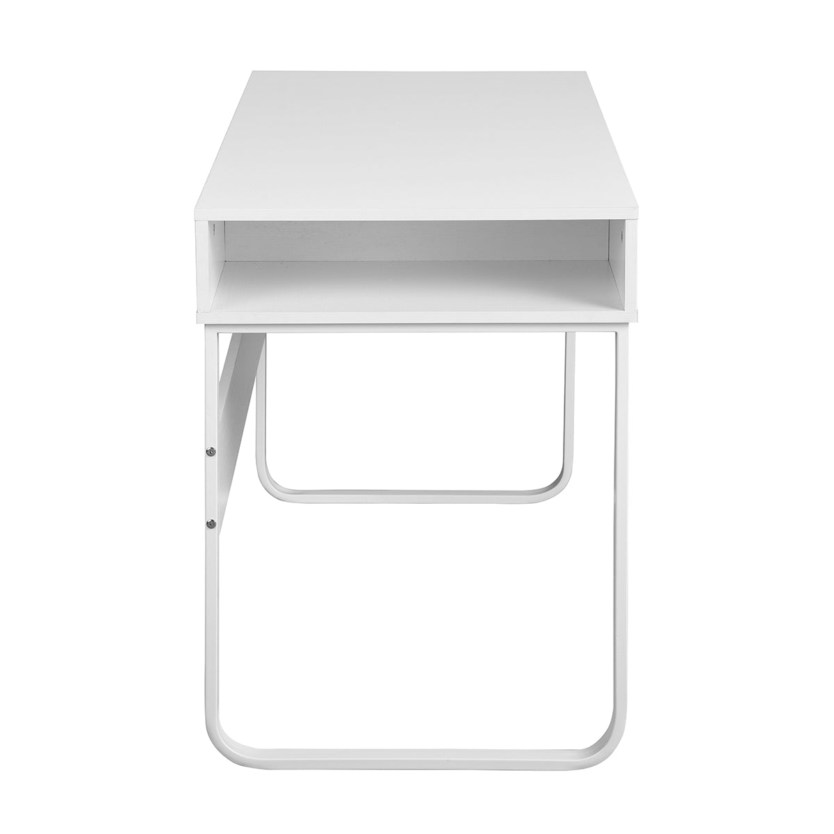 Homy Casa WIRE Modern Writing Desk with Storage Shelves, 43" White Computer Desk, Open Box