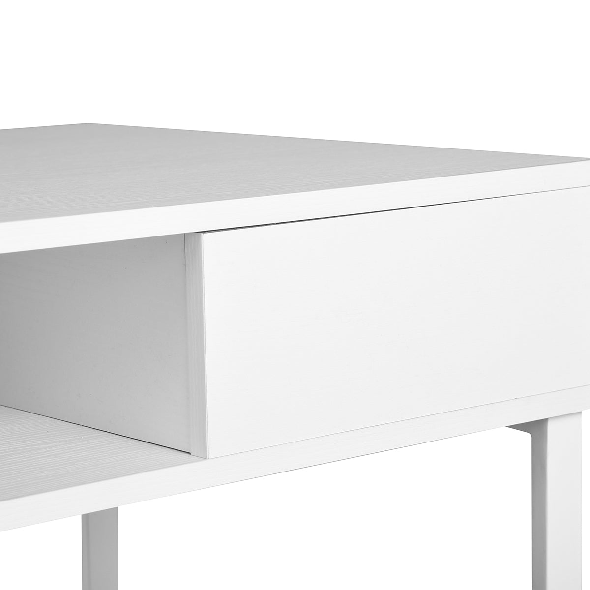 Homy Casa WIRE Modern Writing Desk with Storage Shelves, 43" White Computer Desk, Open Box